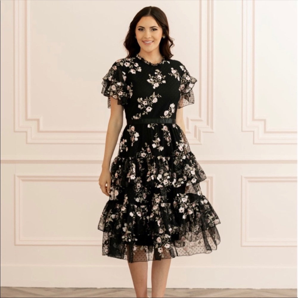 Rachel Parcell Embroidered Tiered Floral Dress